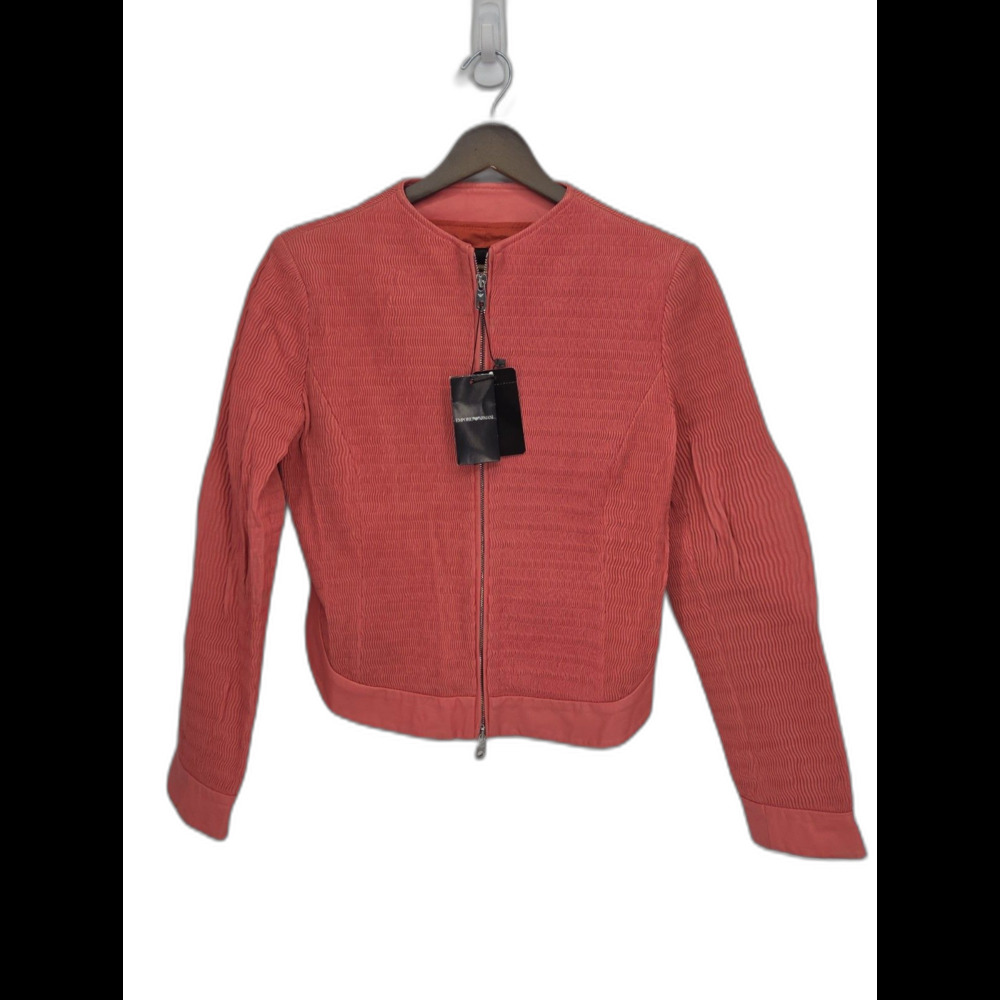 New Emporio Armani Womens 100% Lamb Leather Jacket Coral Pink Size Size 8 42